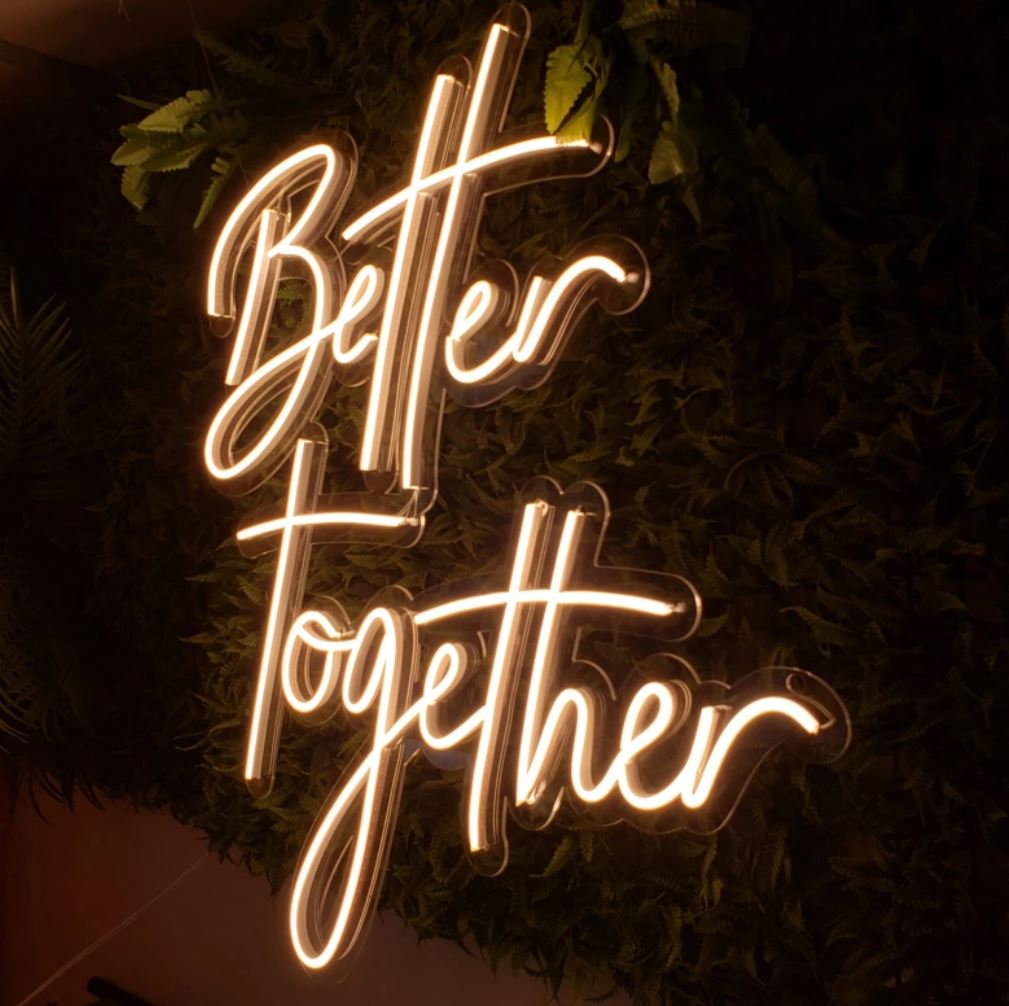 Neon Wedding Sign - BETTER TOGETHER - The Lovely Glass Jar